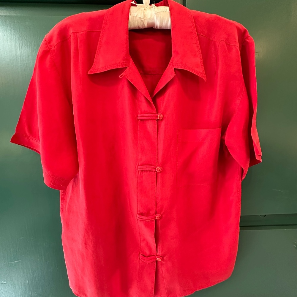 Red Silk Blouse
